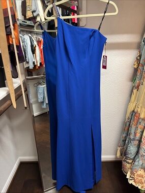 Vince Camuto Cobalt One-Shoulder Evening Gown